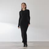 ブラック | ポロカラーリブニットワンピース≪手洗い可能≫ | QUEENS COURT