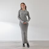 ライトグレー | ポロカラーリブニットワンピース≪手洗い可能≫ | QUEENS COURT