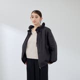 ダークグレー | 2WAYサーブルクロスフリルネックブルゾン | QUEENS COURT