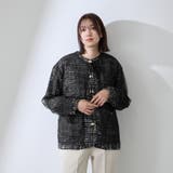 ブラック系その他 | チュールレイヤーセットツィードジャケット | QUEENS COURT