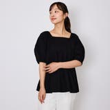 ブラック | クリアテンジクパフペプラムプルオーバー≪洗濯機で洗える≫ | QUEENS COURT