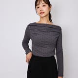 チャコール | モノトーンドットオフショルカットソー≪手洗い可能≫ | QUEENS COURT