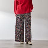 ダークネイビー | マルチフラワーイージーワイドパンツ≪手洗い可能≫ | QUEENS COURT