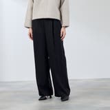 ブラック | ナチュレッチセンタープレスワイドパンツ≪手洗い可能≫ | QUEENS COURT