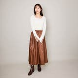 シアーレザー調フレアスカート≪手洗い可能≫ | QUEENS COURT | 詳細画像7 