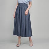 ネイビー | ダンガリーデニムギャザーフレアスカート≪手洗い可能≫ | QUEENS COURT