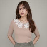 ピンク | リボンレースカラーリブニット≪手洗い可能≫ | QUEENS COURT