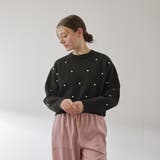 ブラック | パールドットニットプルオーバー≪手洗い可能≫ | QUEENS COURT