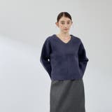 ネイビー | フェレットタッチWフェイスボクシーニット≪手洗い可能≫ | QUEENS COURT