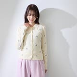 オフホワイト | フラワー刺繍ポロニットトップス | QUEENS COURT