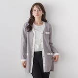 ライトグレー | ロゴ入り配色ロングカーディガン | QUEENS COURT