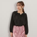 ブラック | フリルカラーナローリボンブラウス≪手洗い可能≫ | QUEENS COURT