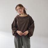 ブラウン | ギャザースリーブボートネックブラウス≪洗濯機で洗える≫ | QUEENS COURT