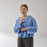 サックスブルー | ギャザースリーブボートネックブラウス≪洗濯機で洗える≫ | QUEENS COURT