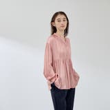 割繊サテンキーネックペプラムブラウス≪手洗い可能≫ | QUEENS COURT | 詳細画像1 