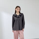 ダークグレー | ナチュラルストレッチフレアカラーブラウス≪手洗い可能≫ | QUEENS COURT