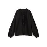 ブラック | ストレッチジョーゼットミニフリルブラウス | QUEENS COURT