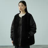 ブラック | ボア切替ノーカラーミドルコート | VICKY