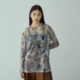 ブルー系その他 | ニュアンスアート柄シアープルオーバー≪手洗い可能≫ | VICKY