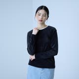 ネイビー | シアーベロアロングスリーブカットソー【日本製】 | VICKY