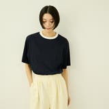 ネイビー | 【一日、清潔感。】汗じみケア ひんやりリンガーTシャツ | VICKY