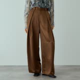 ブラウン | ヘビーサテンタックワイドパンツ≪手洗い可能≫ | VICKY