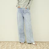 ライトブルー | サイドゴムセンタープレス ストレートデニムパンツ | VICKY