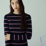ダークネイビー | MIXカラーボーダーニットプルオーバー | VICKY