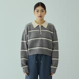 グレー系その他 | MIXボーダーポロニットプルオーバー | VICKY