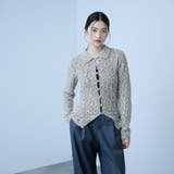 チャコールグレー | <陰影で魅せる>ツイード風MIXスラブポロカーデ | VICKY