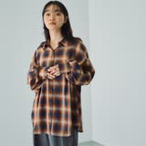 オレンジ系その他 | オンブレーチェックオーバーサイズシャツ≪手洗い可能≫ | VICKY