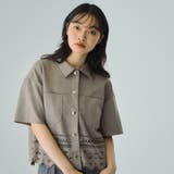 ブラウン | スカラップヘムカットスウェードシャツ≪手洗い可能≫ | VICKY