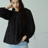 ブラック | フラワーレーススモックブラウス≪手洗い可能≫ | VICKY