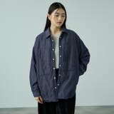 ネイビー | パデッドデニムビッグシャツ≪洗濯機で洗える≫ | VICKY