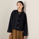 ネイビー | ウールチョウジャージーノーカラージャケット | ketty