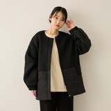 ブラック | ダンボール中綿切り替えノーカラージャケット≪手洗い可能≫ | ketty