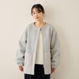 ライトグレー | ダンボール中綿切り替えノーカラージャケット≪手洗い可能≫ | ketty