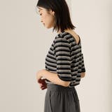 ランダムリブボーダーハーフスリーブカットソー≪手洗い可能≫ | ketty | 詳細画像3