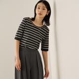 ランダムリブボーダーハーフスリーブカットソー≪手洗い可能≫ | ketty | 詳細画像4