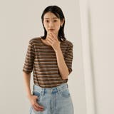 ランダムリブボーダーハーフスリーブカットソー≪手洗い可能≫ | ketty | 詳細画像5