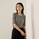 ランダムリブボーダーハーフスリーブカットソー≪手洗い可能≫ | ketty | 詳細画像8