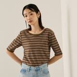 ブラウン系その他 | ランダムリブボーダーハーフスリーブカットソー≪手洗い可能≫ | ketty