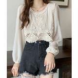 切り替えレース 長袖フェミニンシャツ ブラウス | SHUSHU | 詳細画像2 