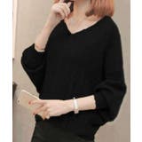 ブラック | Vネックドルマンニット レディース F | SHUSHU