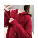 レッド | ニットプルパーカー レディース トップス | SHUSHU