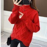 レッド | ハイネックニット レディース トップス | SHUSHU