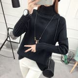 ブラック | タートルネックニット レディース トップス | SHUSHU