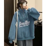 ブルー | ハーフジップハイネックボアプルオーバー 大人可愛いボア カジュアルボア | SHUSHU