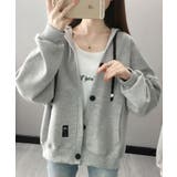 前ボタンバックデザイン薄手スエットパーカー レディース トップス | SHUSHU | 詳細画像5 