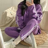 パープル | 薄手カットソーセットアップ レディース セットアップ | SHUSHU